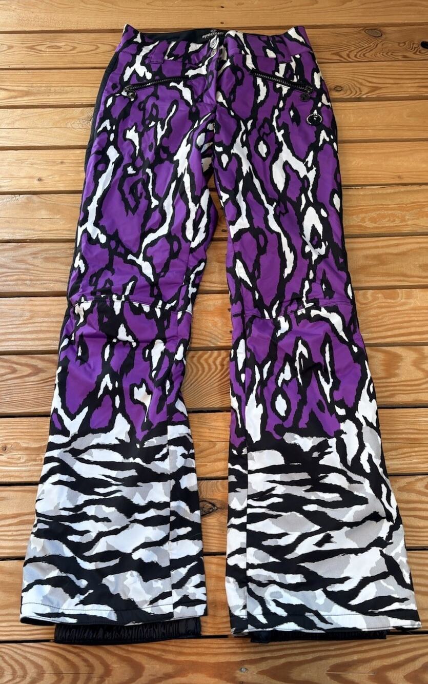 Sportalm Kitzbuhel Women’s Patterned Waterproof Ski Snow Pants Size 6 Purple H3